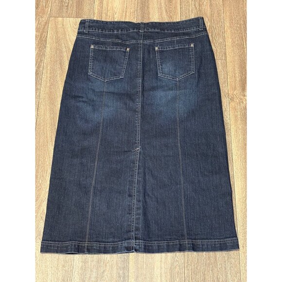 Style&co WOMENS PLUS SIZE DENIM LONG MAXI SKIRT SZ 16 TUMMY CONTROL POCKETS STRE - Picture 7 of 10